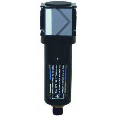 Filter, Mikrofilter, V-Bloc, BG 01, G3/8i, 20 bar, Metallbehälter, Handablassventil, Filtereinsatz 0,01 µm, 420 l/min