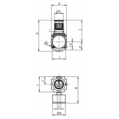Druckregler, V-Bloc, BG 01, G1/4i, 25 bar, 0,5-6 bar, mit Manometer, 2000 l/min