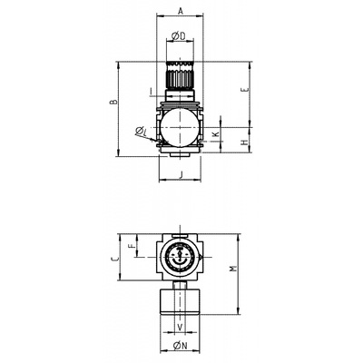 Druckregler, V-Bloc, BG 01, G1/4i, 25 bar, 0,5-16 bar, mit Manometer, 2000 l/min
