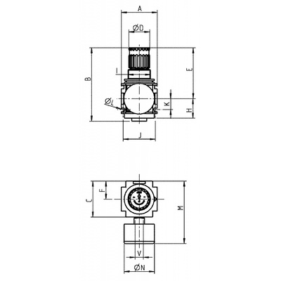 Druckregler, V-Bloc, BG 01, G1/4i, 25 bar, 0,5-10 bar, ohne Manometer, 2000 l/min