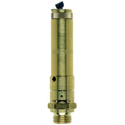 Sicherheitsventil aus Messing, Typ S 351, G1/4a, Abblasedruck 1 bar, DN8, freiabblasend für ungiftige und nicht brennbare Gase, bauteilgeprüft
