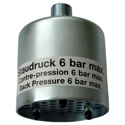 Hochleistungsschalldämpfer, max. Staudruck 6 bar, G11/2a, Ø 150 mm, 53400 l/min