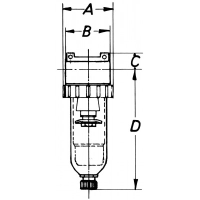 Kompakt-Druckluftfilter mit Kunststoffbehälter und Handablassventil, G1i / G3/4i, BG 07, Filtereinsatz 40 µm, 6700 l/m