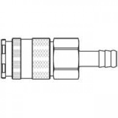 Schnellverschlußkupplung aus Messing vernickelt, beidseitig absperrend, NBR, mit Schlauchtülle 13 mm, NW10, max. 35 bar, -20 bis 100°C