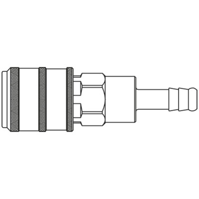 Sicherheitskupplung mit Entlüftungsautomatik, NBR, Kupplung Messing vernickelt, Schlauchtülle 6mm, ISO 4414, NW7,8, max. 8 bar, -20 bis 60°C