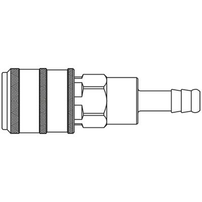 Sicherheitskupplung mit Entlüftungsautomatik, NBR, Kupplung Messing vernickelt, Schlauchtülle 8mm, ISO 4414, NW7,8, max. 8 bar, -20 bis 60°C