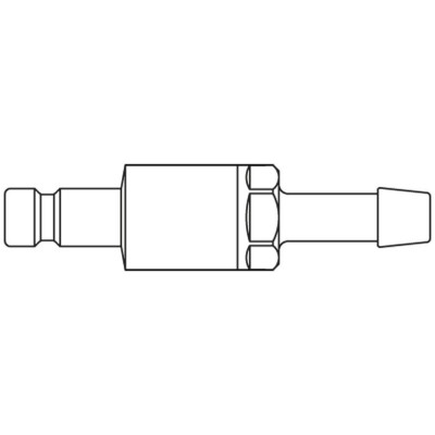 Verschlußtülle aus Messing, beidseitig absperrend, NBR, mit Schlauchtülle 3 mm, NW2,7, max. 35 bar, -20 bis 100°C