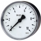 Standard-Manometer Ø 40 mm, 0 bis 10 bar, G1/8a hinten, Genauigkeitsklasse 2,5, Anschluss aus Messing, Kunststoffgehäuse, Kunststoffscheibe