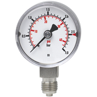 Edelstahl-Manometer, Chemieausführung, Ø 63 mm, 0 bis 100 bar, G1/4a unten, Genauigkeitsklasse 1,6, Anschluss aus Edelstahl, Edelstahlgehäuse, Kunststoffscheibe