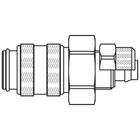 Schnellverschlußkupplung aus Edelstahl 1.4305, beidseitig absperrend, FKM. Mit Überwurfmutter, für Pneumatikschlauch 6 x 8 mm, NW5, max. 35 bar, -15 bis 200 °C