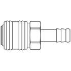 Schnellverschlußkupplung aus Edelstahl 1.4305, einseitig absperrend, FKM, mit Schlauchtülle 6 mm, NW7,2, max. 35 bar, -15 bis 200 °C