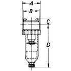 Kompakt-Druckluftfilter mit Kunststoffbehälter und Handablassventil, G11/2i / G11/4i, BG 09, Filtereinsatz 40 µm, 12500 l/min