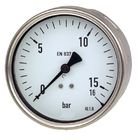 Heavy Duty-Manometer, Ø 100 mm, 0 bis 25 bar, G1/2a hinten, Genauigkeitsklasse 1, Anschluss aus Messing, Edelstahlgehäuse, Glasscheibe