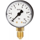 Standard-Manometer Ø 40 mm, 0 bis 6 bar, G1/8a unten, Genauigkeitsklasse 2,5, Anschluss aus Messing, Kunststoffgehäuse, Kunststoffscheibe