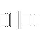 Stecktülle aus Messing, einseitig absperrend, mit Schlauchtülle 19 mm, NW19, max. 35 bar