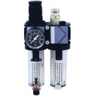 Wartungseinheit 2-teilig, Filterdruckregler/Nebelöler, V-Bloc, BG 01, G1/4i, mit Kunststoffbehälter, Filtereinsatz 40 µm, 1500 l/min