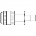 Schnellverschlußkupplung aus Messing, einseitig absperrend, NBR, mit Schlauchtülle 25 mm, NW19, max. 35 bar