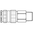 Schnellverschlußkupplung aus Messing vernickelt, einseitig absperrend, NBR, G1/4a, NW7,8, max. 35 bar, -20 bis 100°C